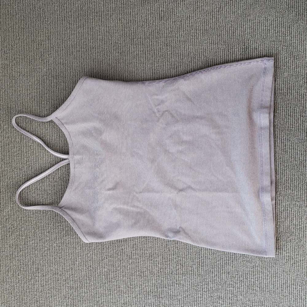 Purple/lilac fine striped Lululemon Power Y tank